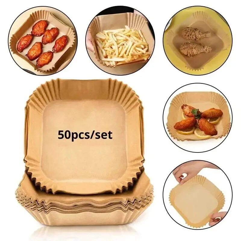 Kitchen Baking Paper - 50Pcs Air Fryer Disposable Paper Non-Stick