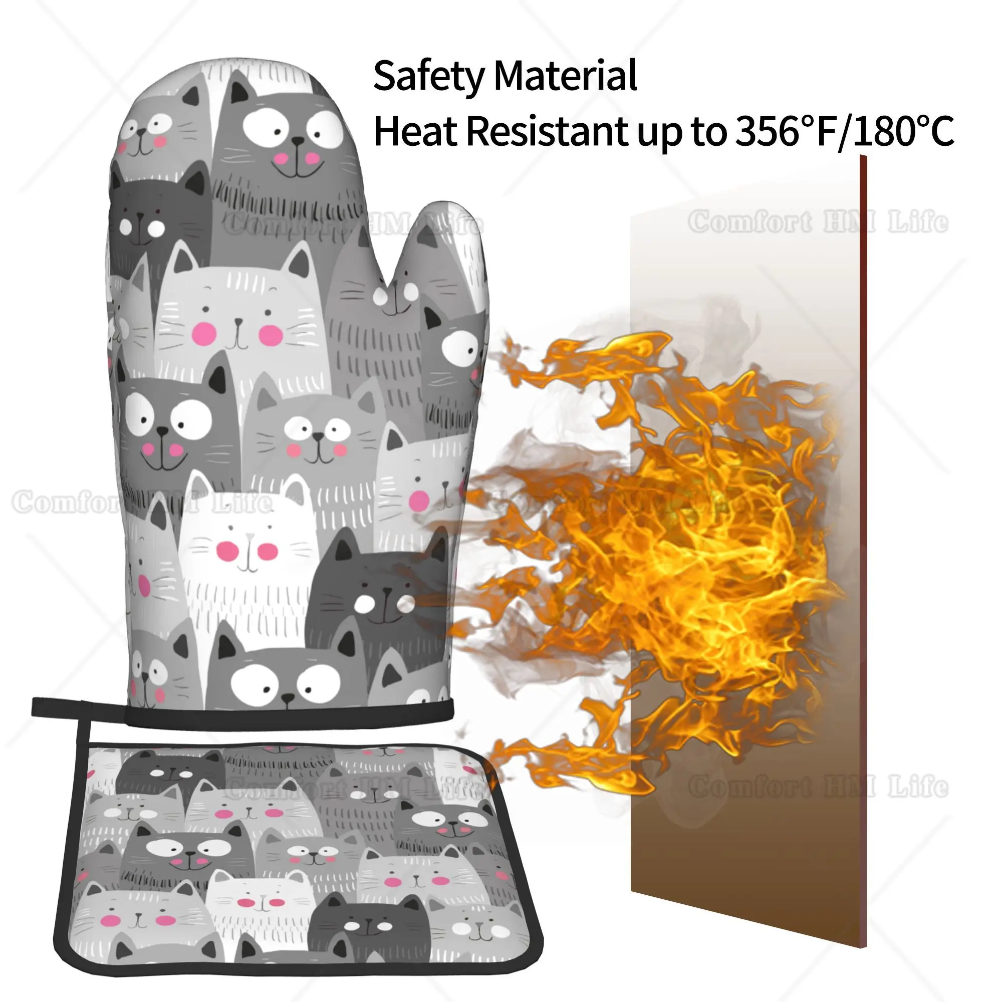 Cute Cats Oven Mitts and Pot H - огляд і ціна Kitchen Baking Counter