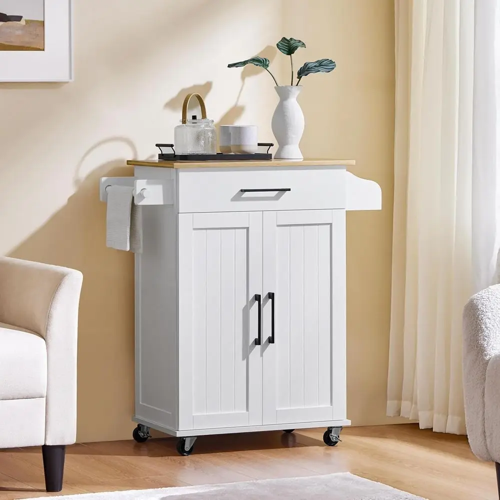 White Rolling Kitchen Cart wit - огляд і ціна Kitchen Q