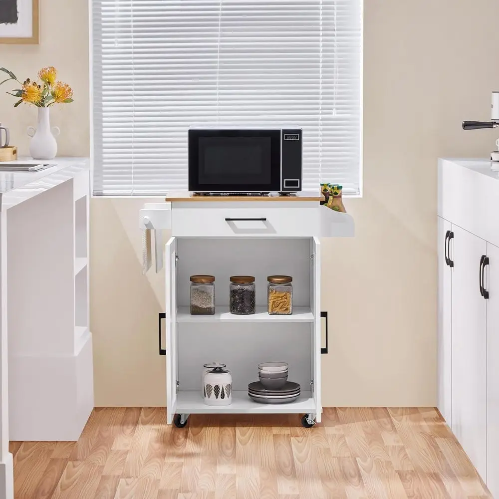 White Rolling Kitchen Cart wit - огляд і ціна Kitchen Q