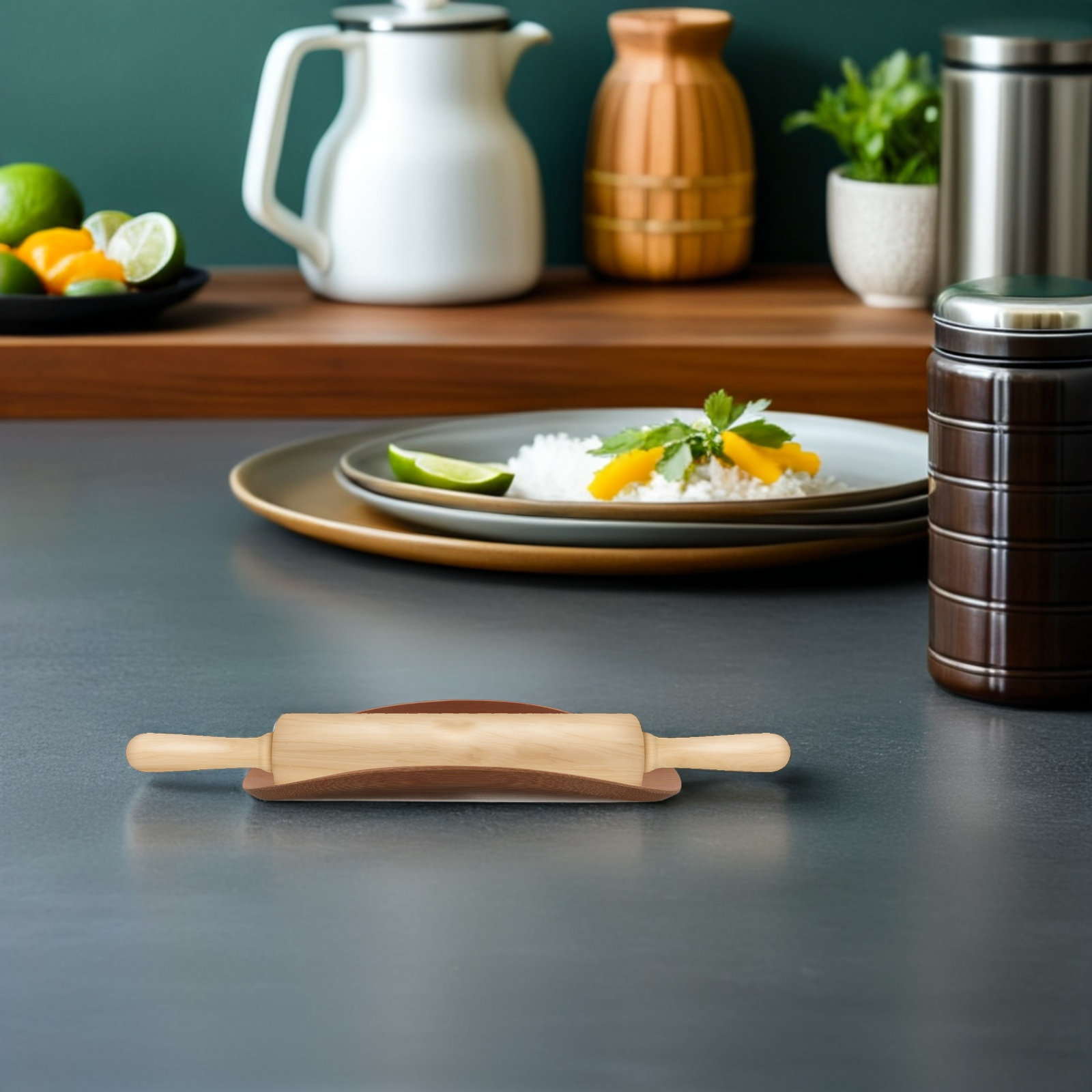 Solid Wood Rolling Pin Holder  - огляд і ціна Kitchen Baking Counter