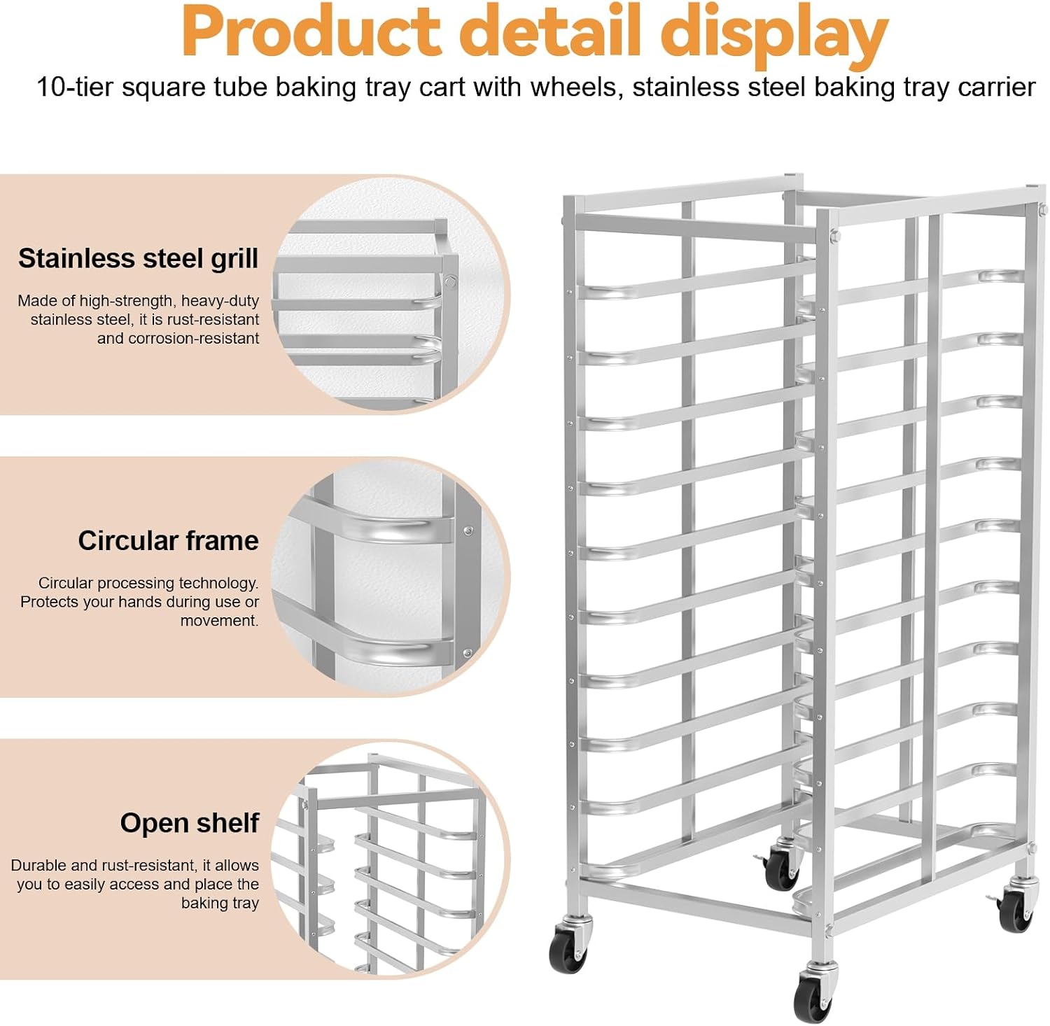 Commercial Stainless Steel Bak - огляд і ціна Kitchen Baking Trolley