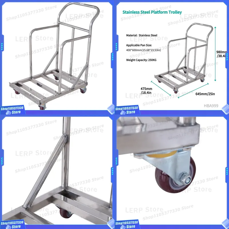 980x645x475mm Stainless Steel  - огляд і ціна Kitchen Baking Trolley