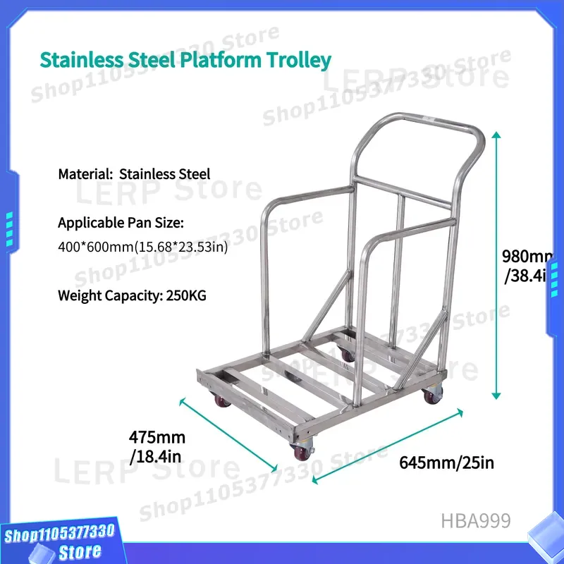 980x645x475mm Stainless Steel  - огляд і ціна Kitchen Baking Trolley