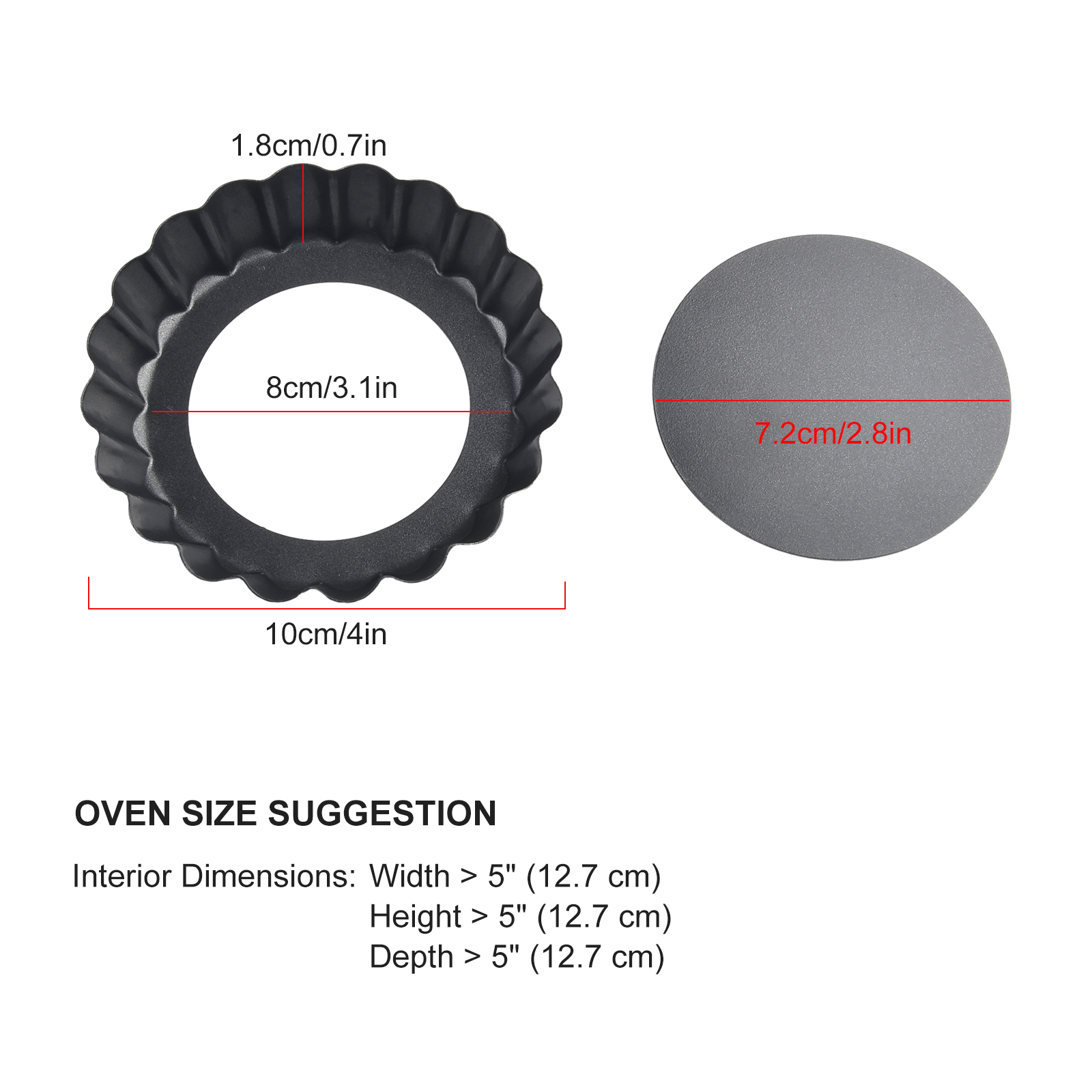 6pcs 4 Inch Non-Stick Quiche P - огляд і ціна Tart Pan Loose