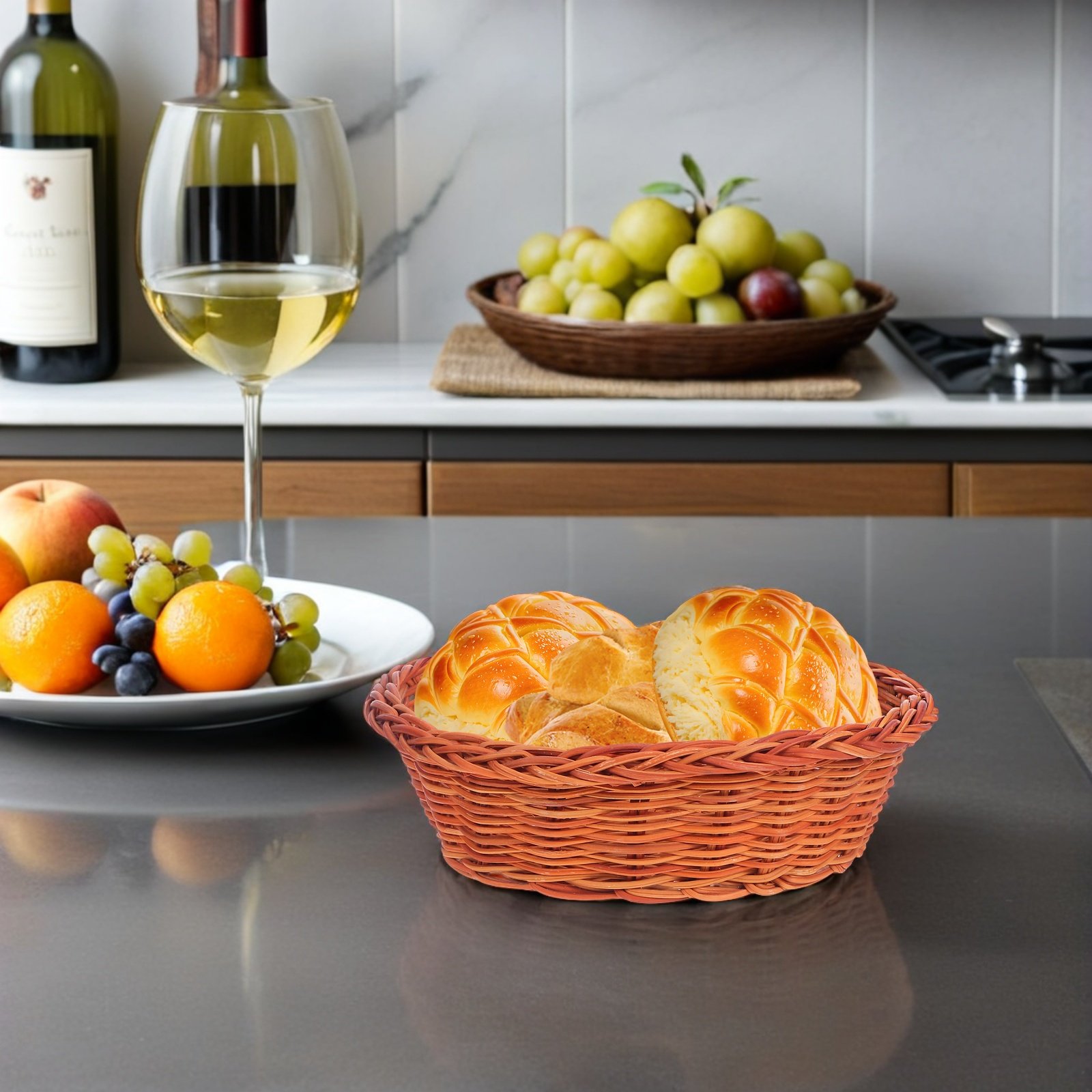 10Pcs Rattan Bread Basket For  - огляд і ціна Kitchen Baking Counter